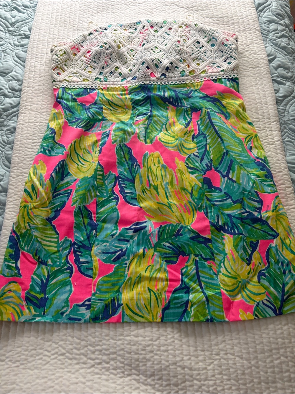 Lilly Pulitzer Pink Tropical Leaf-Print Mini Dress
